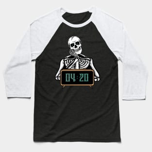 420 and Skull, Marijuana Skull Baseball T-Shirt